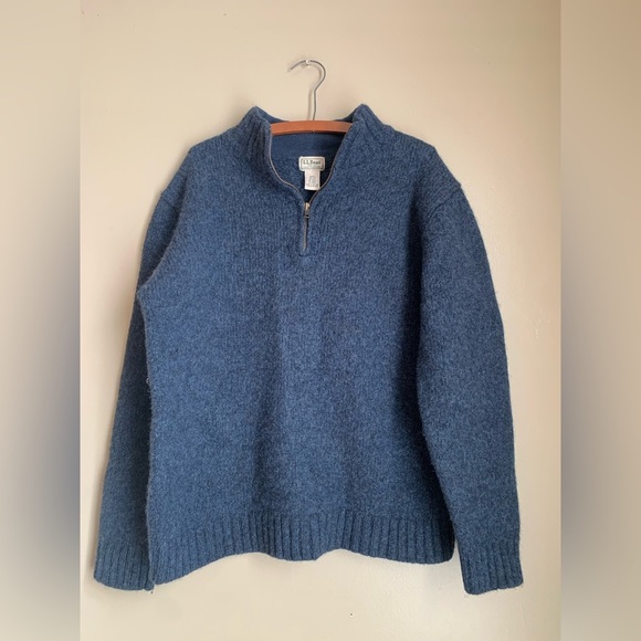 Vintage 90s LL Bean mens sweater, 1/4 zip
100% shetland wool made in hong kong - Picture 1 of 4